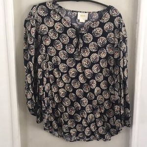 Navy Patterned Blouse
